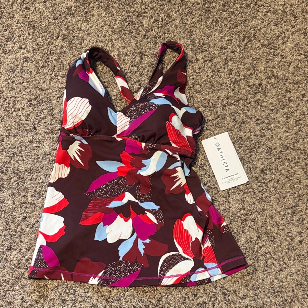 Athleta Red and Brown Plunge Tankini